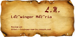 Lőwinger Mária névjegykártya